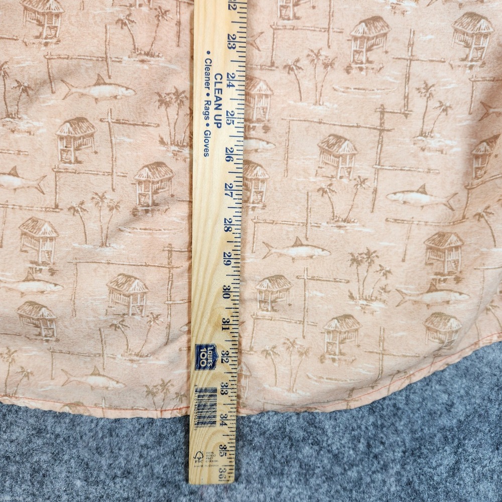 LL Bean Fishing Shirt Men L Tall Orange Vented Tropical Shark Print Hiking OXY22 - Picture 8 of 10